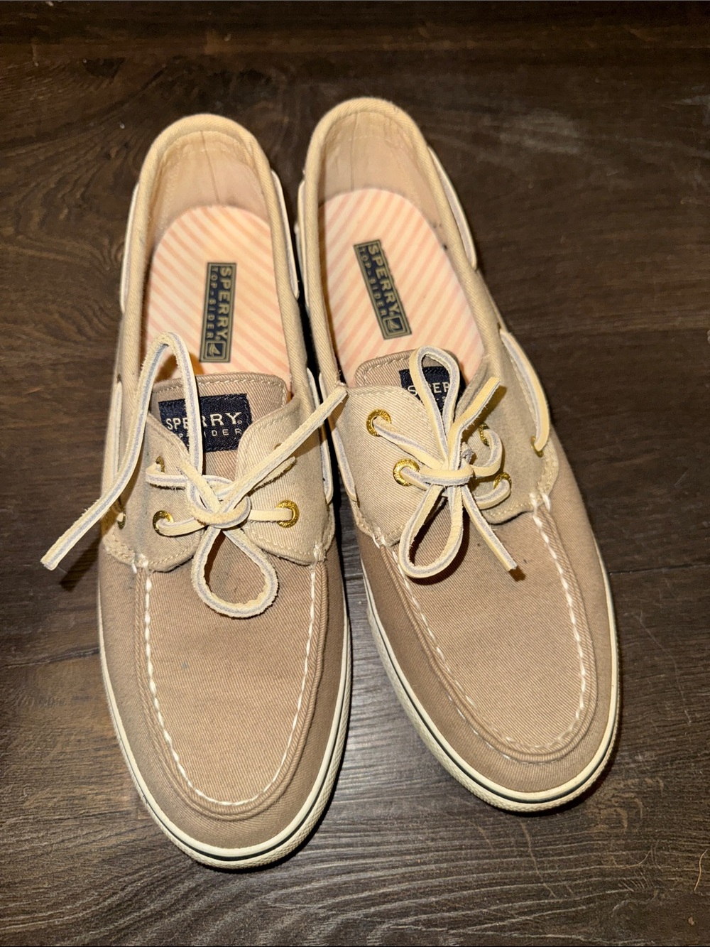 Sperry Women’s Khaki Canvas 2-Eye Boat Shoes